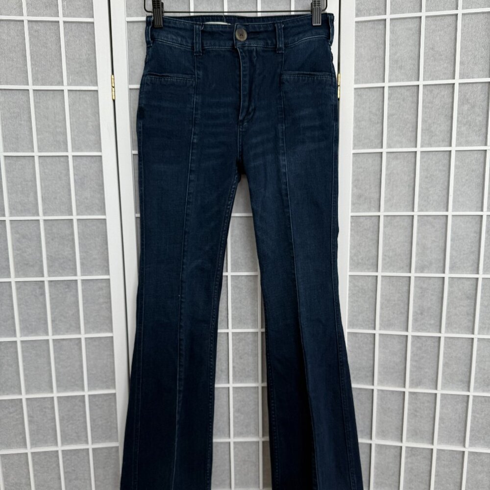 Anthropologie Pilcro Womens Jeans Size 27 High Rise Dark Wash Flare inseam